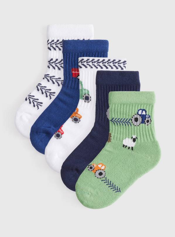 Tractor Sport Ankle Socks 5-Pack 9-12 Infant